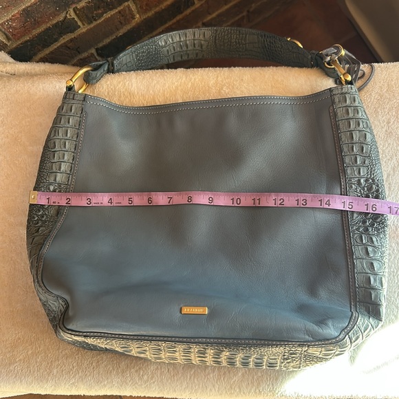 BRAHMIN EVA Sedona Slate Smooth Croc Leather Shoulder Bag, Purse blue - Picture 7 of 12